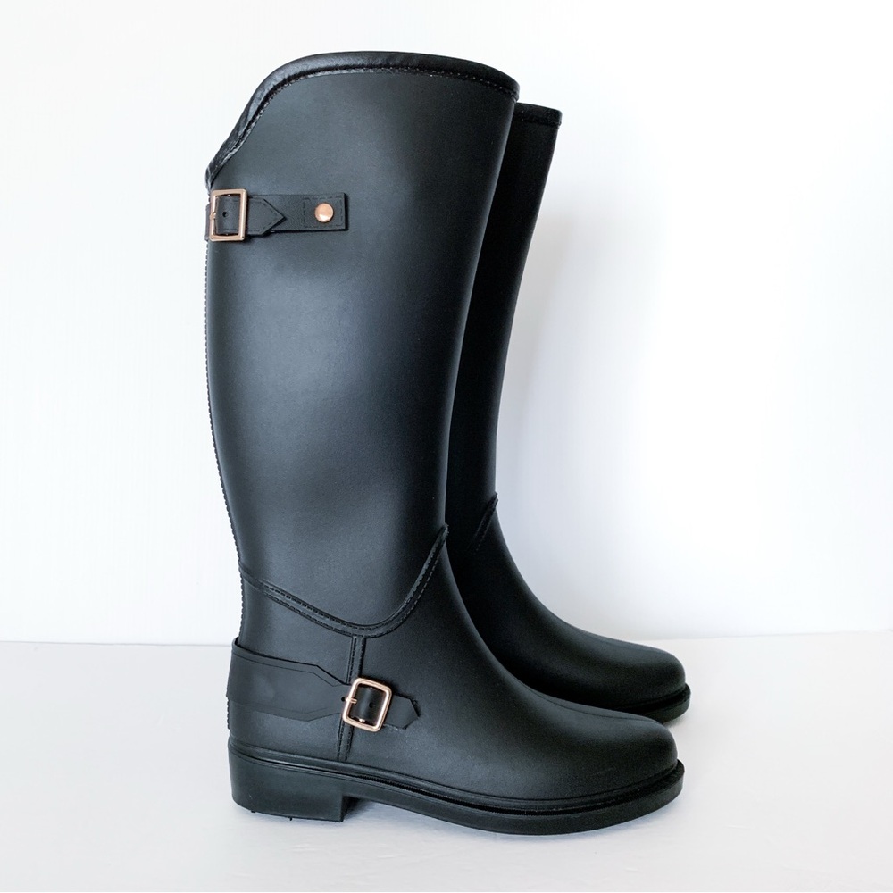 Steve Madden Rainfall Tall Black Rubber Boots Size 7 - Picture 13 of 13